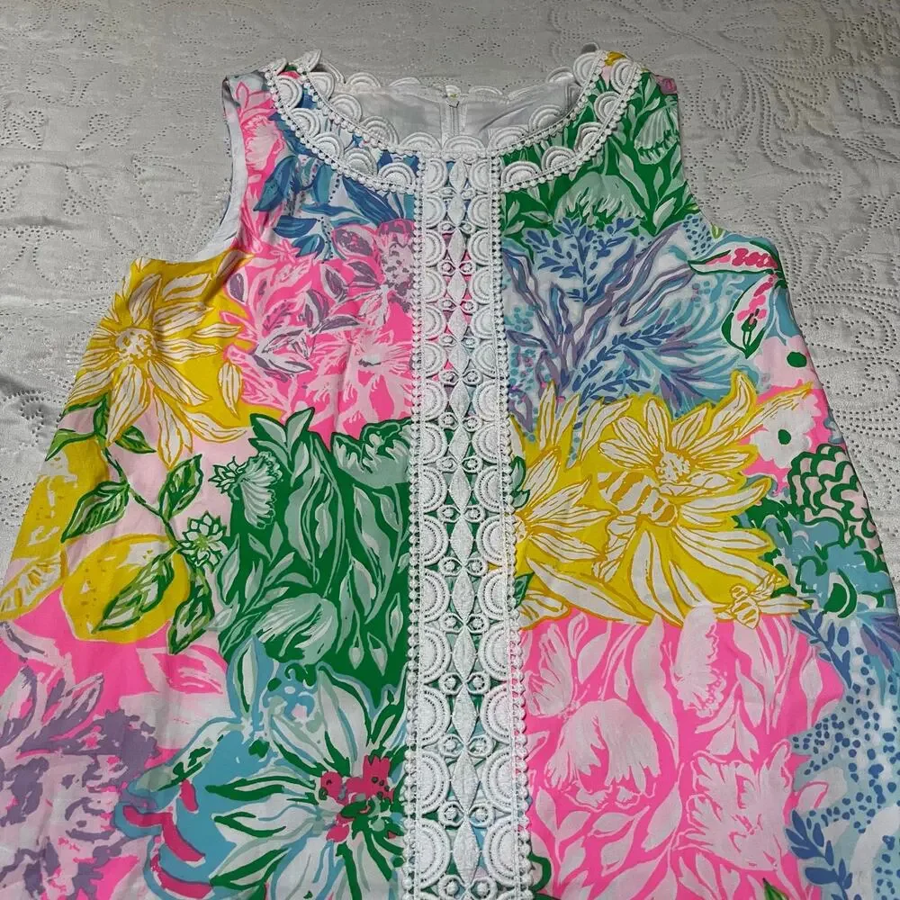 Lilly Pulitzer Multi Bright Delight Patch Classic Shift Dress Size 10